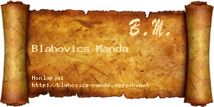 Blahovics Manda névjegykártya